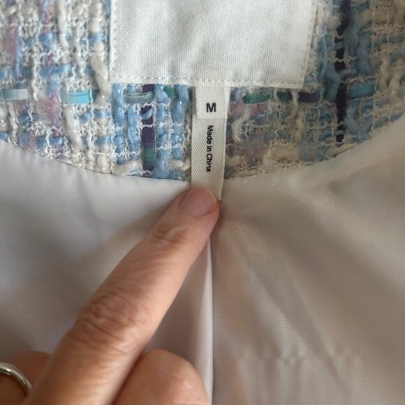 Avec Les Filles Tweed Blazer Blue Purple Bouclé Jacket SZM Chic Parisian Classic - Picture 8 of 12